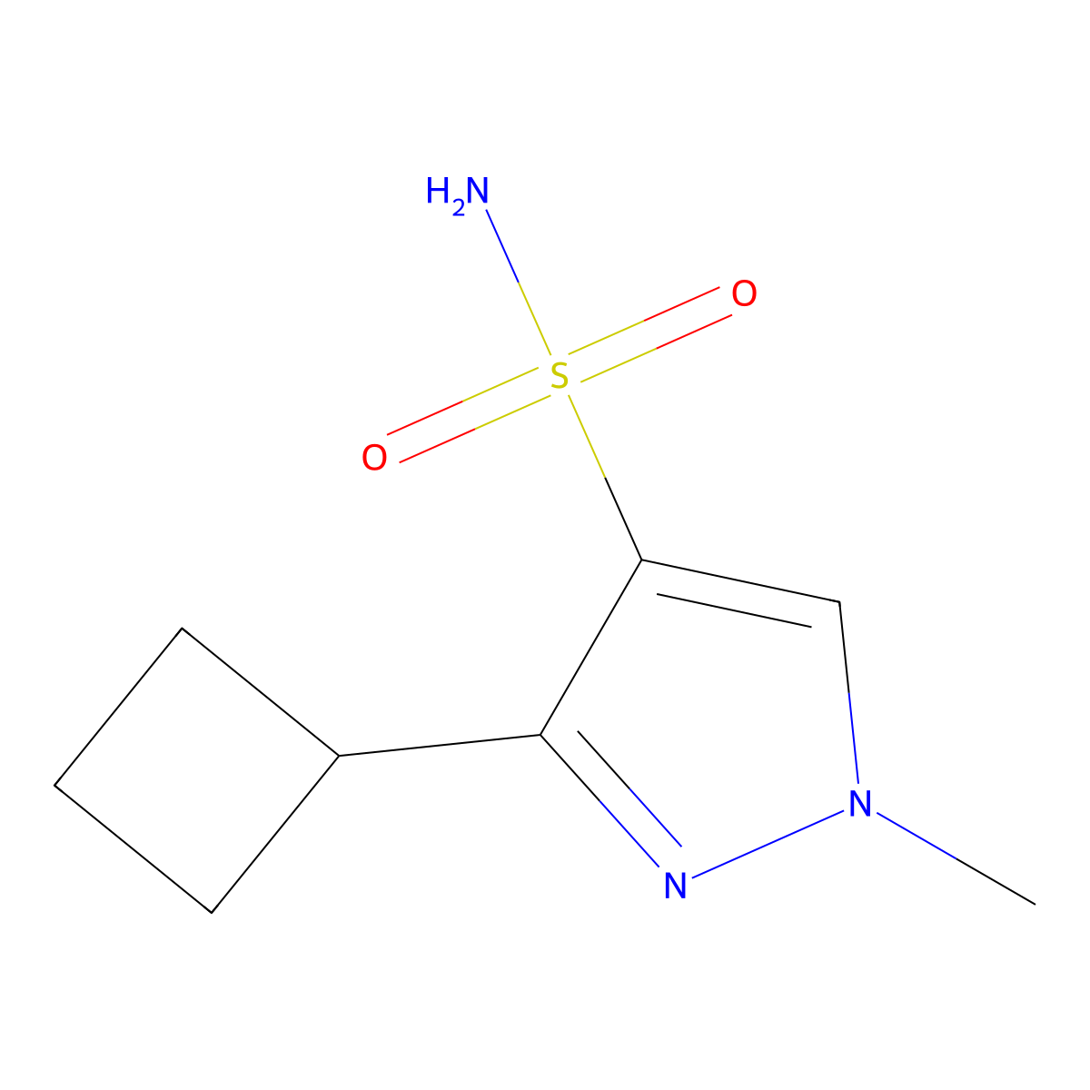 3-Cyclobutyl-1-methyl-1H-pyrazole-4-sulfonamide molecular structure, CAS 2171900-70-0