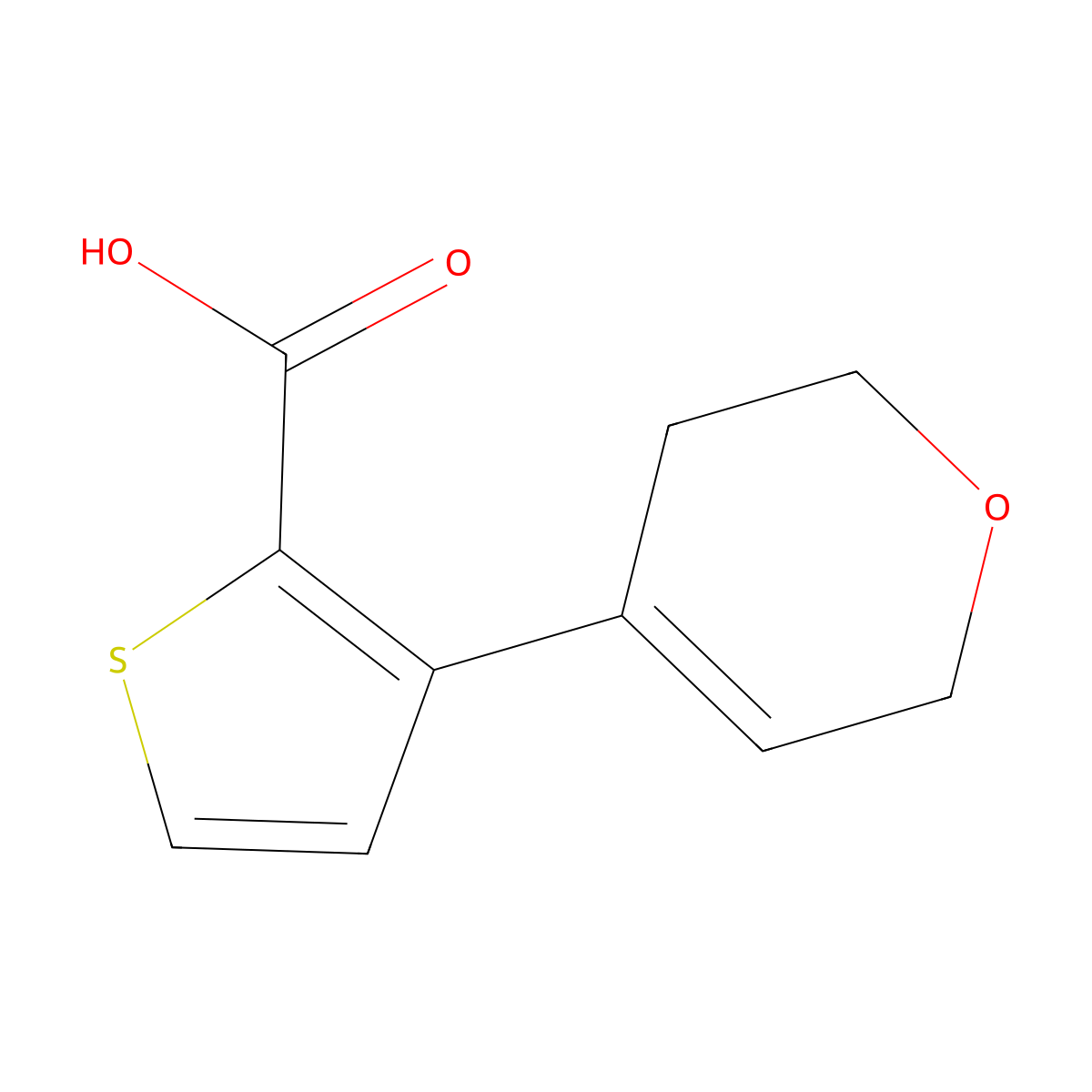3-(3,6-dihydro-2H-pyran-4-yl)thiophene-2-carboxylic acid molecular structure, CAS 2171903-01-6