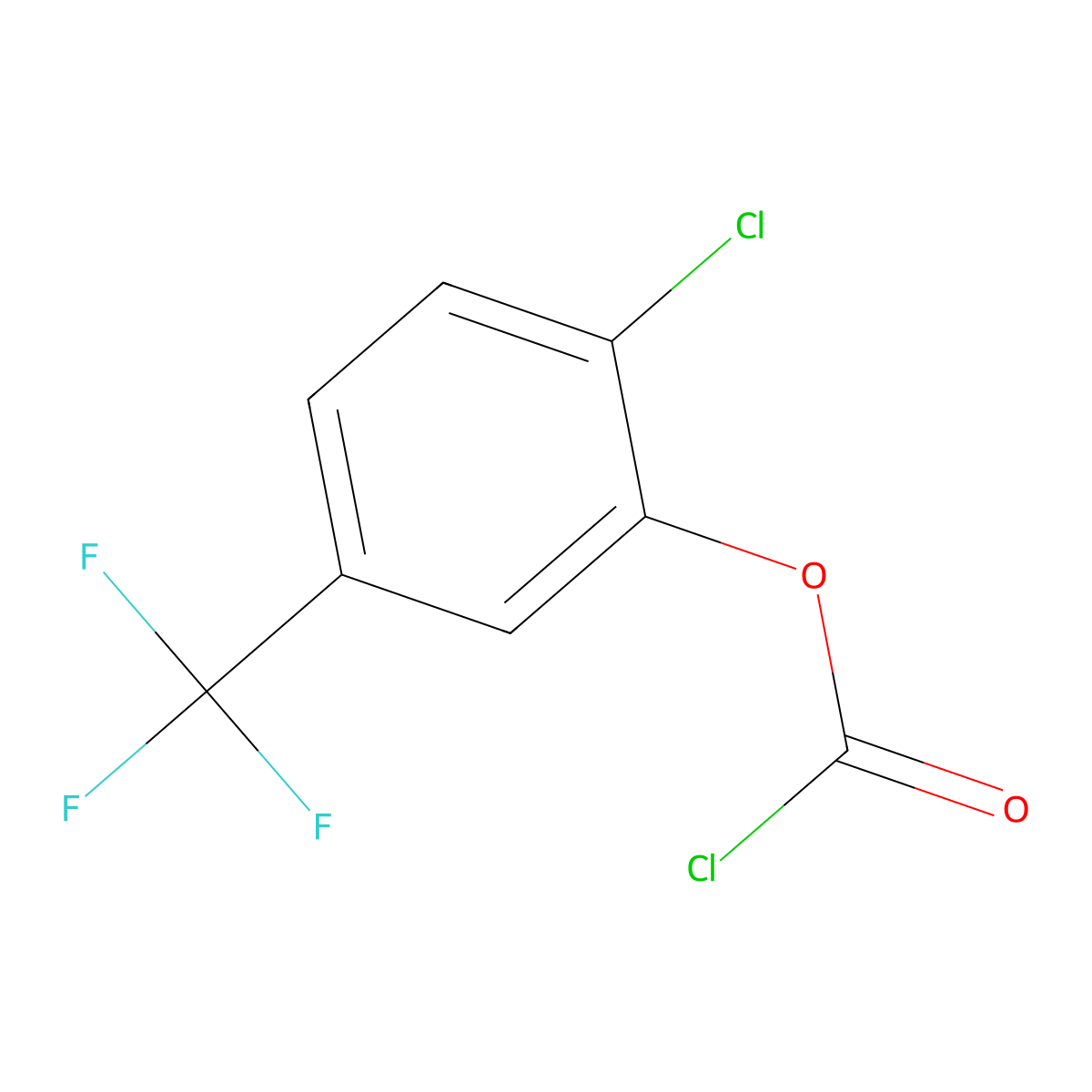 2-Chloro-5-(trifluoromethyl)phenyl chloroformate molecular structure, CAS 2171903-12-9