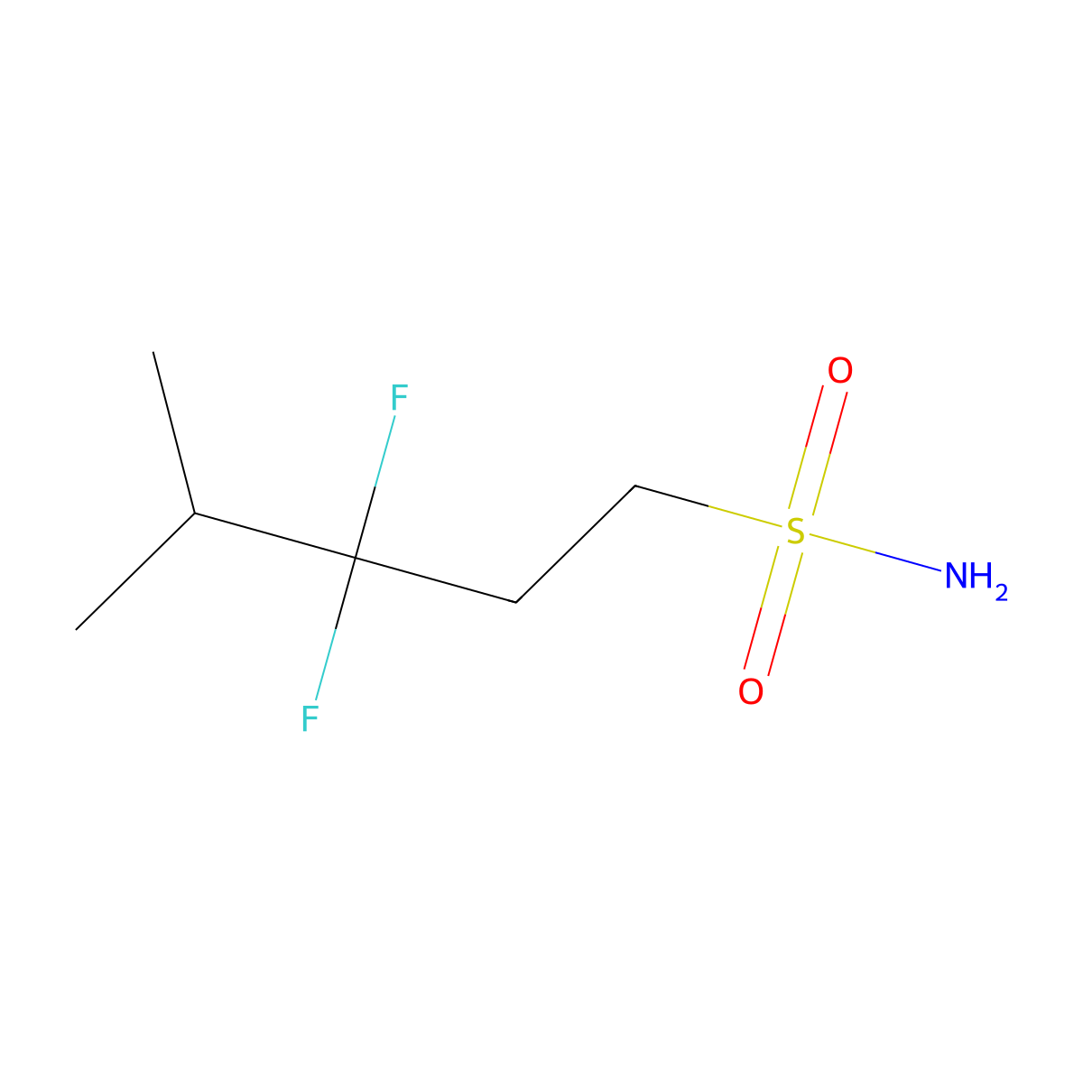 3,3-Difluoro-4-methylpentane-1-sulfonamide molecular structure, CAS 2171903-99-2