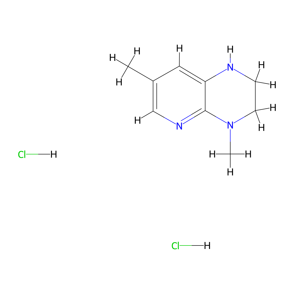 4,7-dimethyl-1H,2H,3H,4H-pyrido(2,3-b)pyrazine dihydrochloride molecular structure, CAS 2171904-64-4