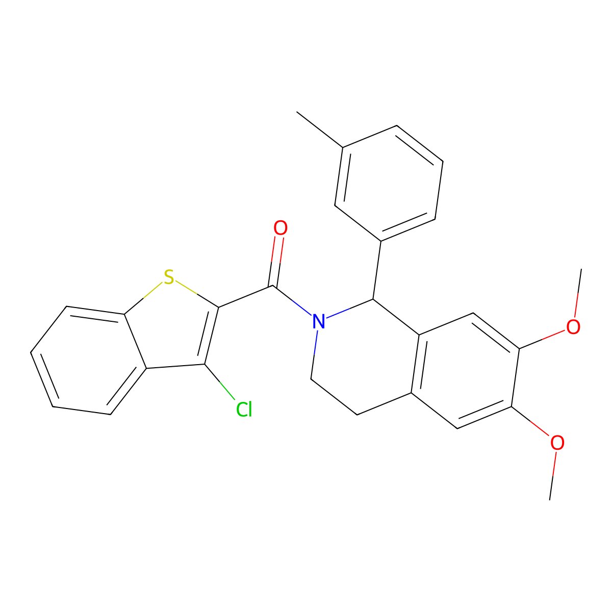 (3-Chlorobenzo[b]thien-2-yl)[3,4-dihydro-6,7-dimethoxy-1-(3-methylphenyl)-2(1H)-isoquinolinyl]methanone molecular structure, CAS 217191-32-7