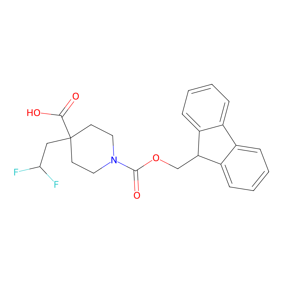 4-(2,2-difluoroethyl)-1-{[(9H-fluoren-9-yl)methoxy]carbonyl}piperidine-4-carboxylic acid molecular structure, CAS 2171910-21-5