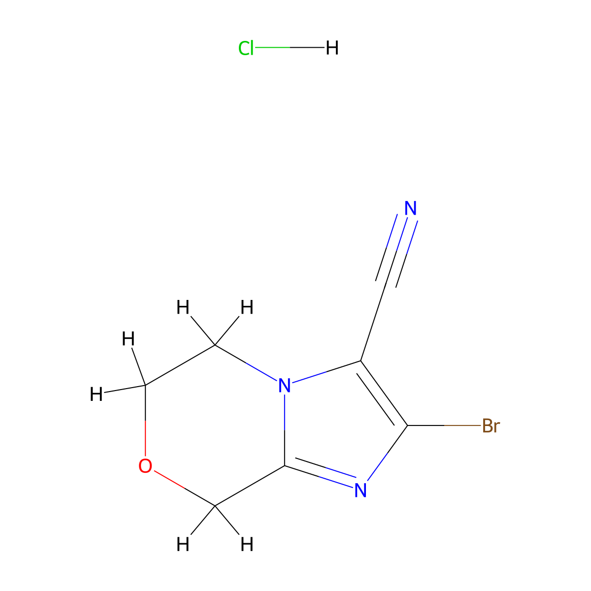 2-bromo-5H,6H,8H-imidazo[2,1-c][1,4]oxazine-3-carbonitrile hydrochloride molecular structure, CAS 2171912-47-1
