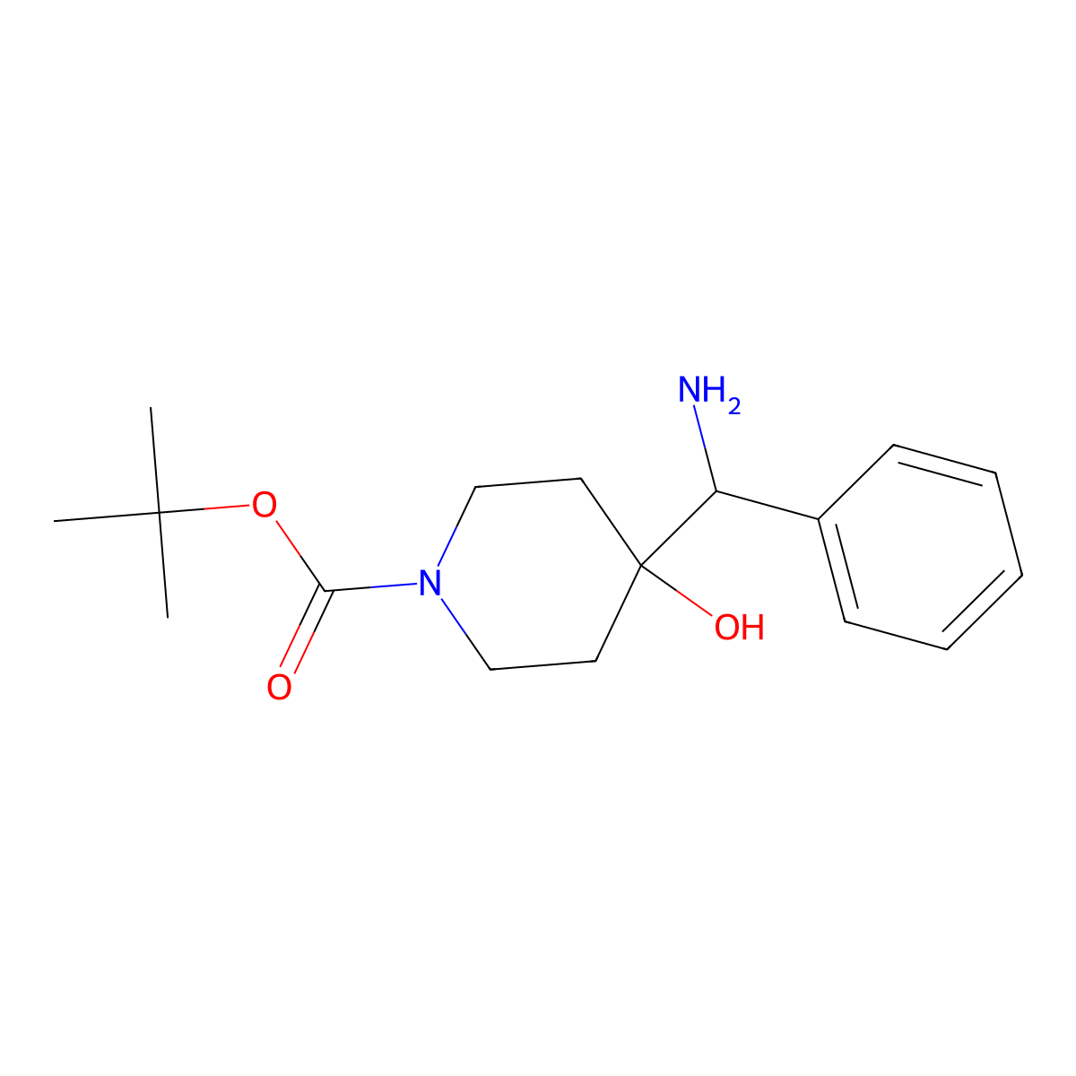 Tert-butyl 4-[amino(phenyl)methyl]-4-hydroxypiperidine-1-carboxylate molecular structure, CAS 2171912-88-0