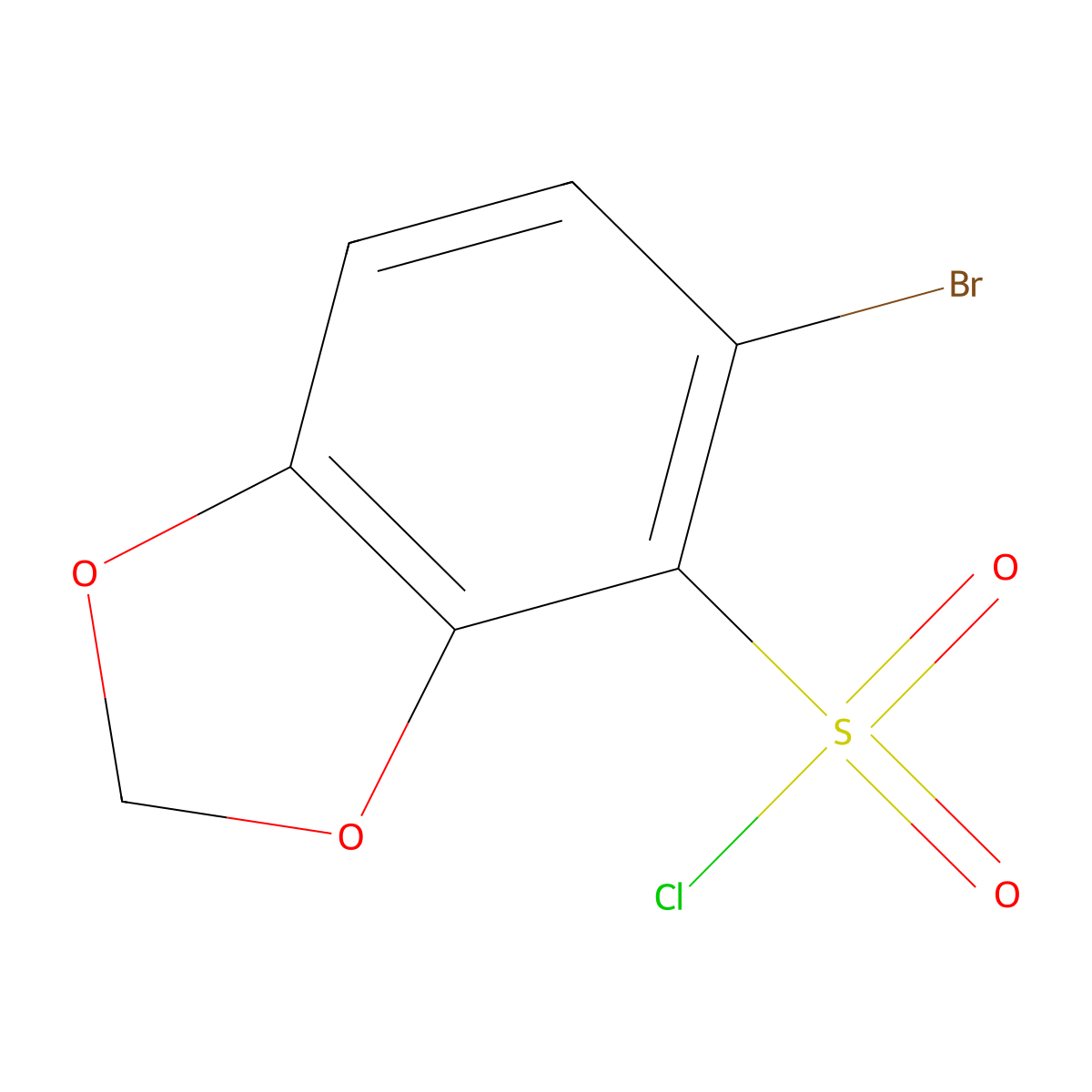 5-Bromo-1,3-dioxaindane-4-sulfonylchloride molecular structure, CAS 2171914-13-7