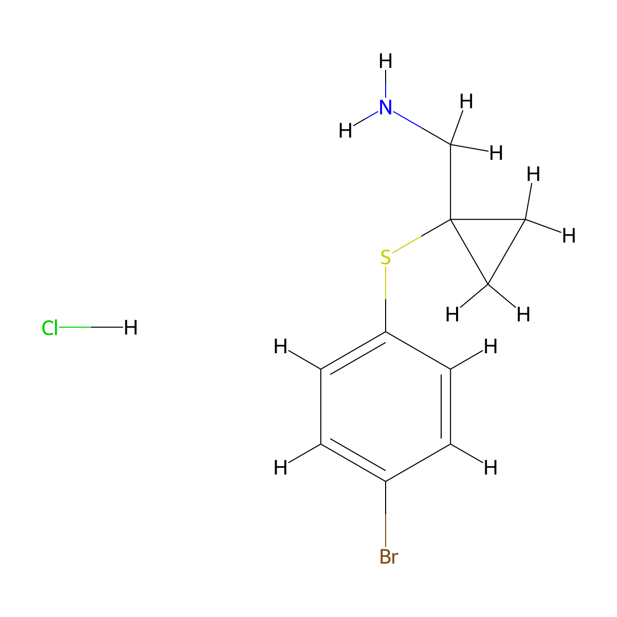 {1-[(4-Bromophenyl)sulfanyl]cyclopropyl}methanamine hydrochloride molecular structure, CAS 2171915-45-8