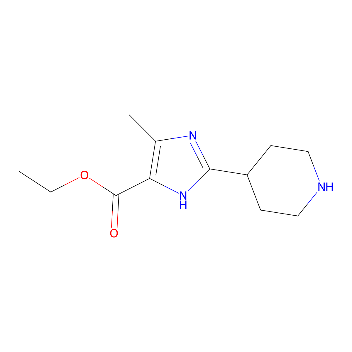 ethyl 4-methyl-2-(piperidin-4-yl)-1H-imidazole-5-carboxylate molecular structure, CAS 2171915-94-7