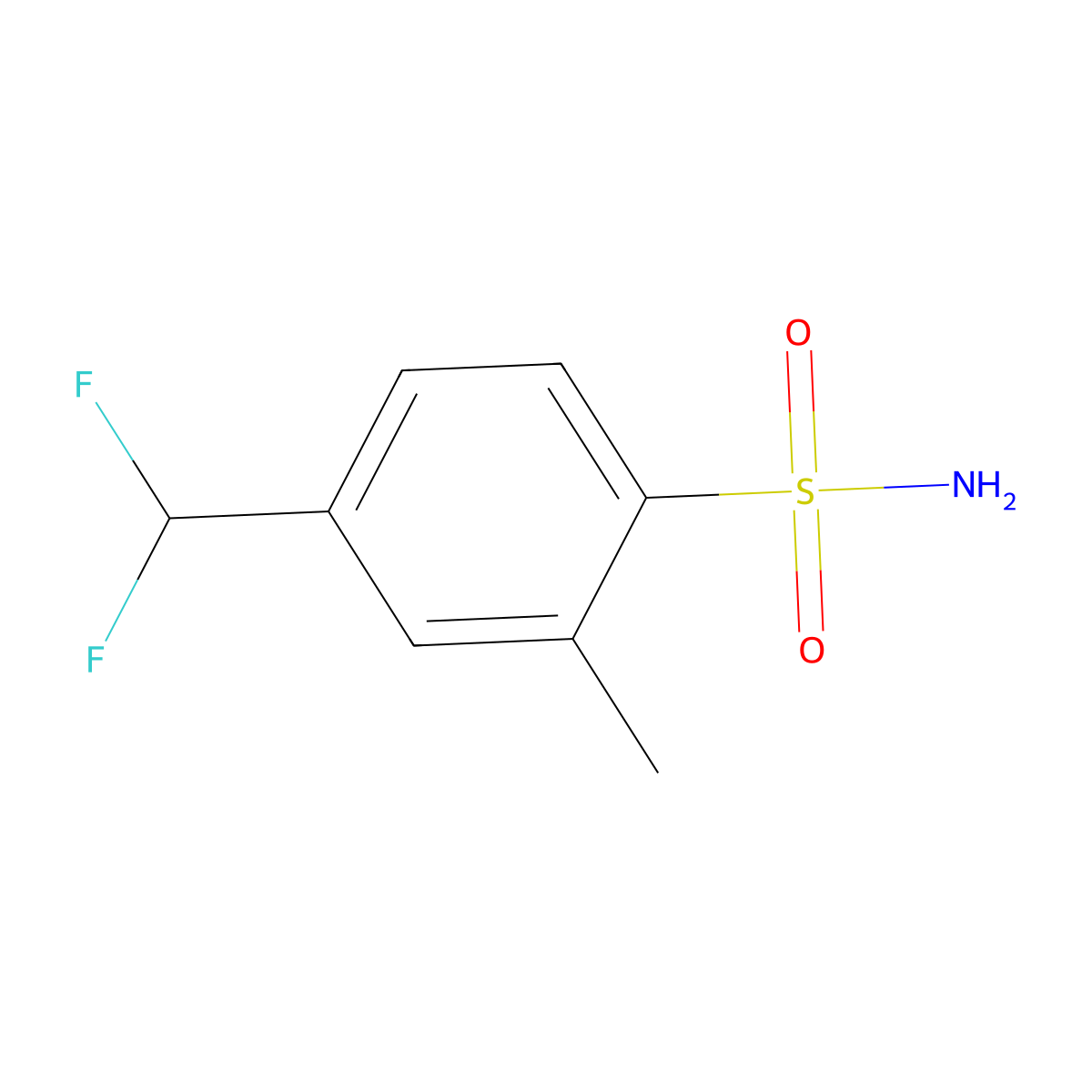 4-(Difluoromethyl)-2-methylbenzene-1-sulfonamide molecular structure, CAS 2171916-87-1
