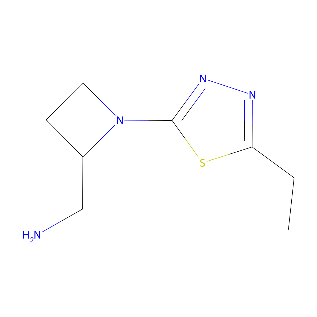 (1-(5-Ethyl-1,3,4-thiadiazol-2-yl)azetidin-2-yl)methanamine molecular structure, CAS 2171919-00-7