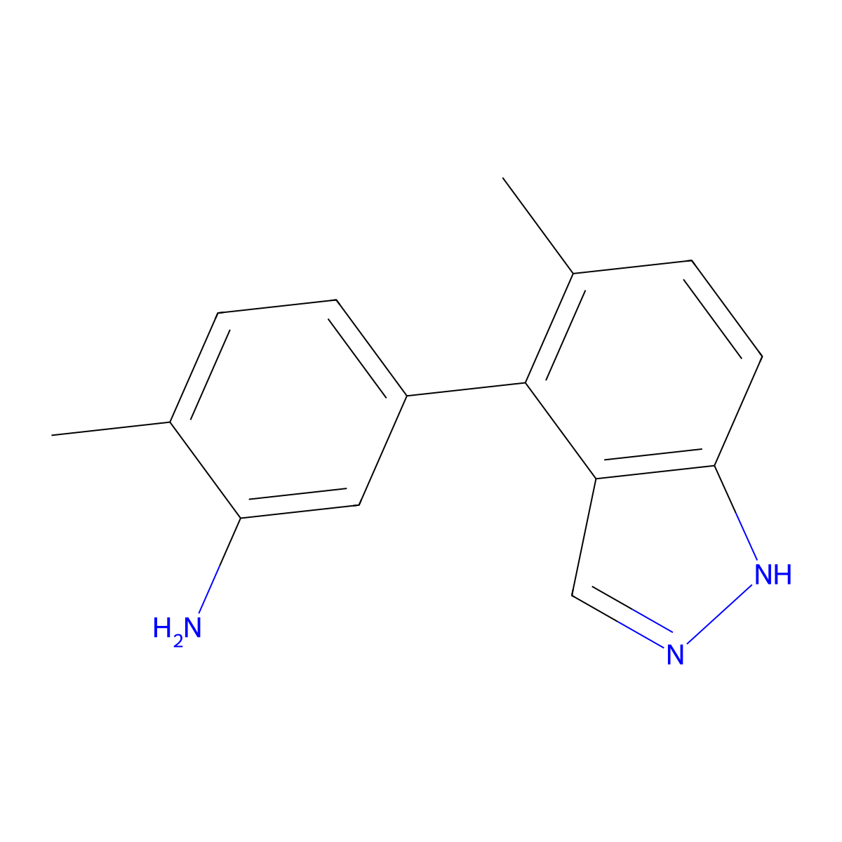2-methyl-5-(5-methyl-1H-indazol-4-yl)aniline molecular structure, CAS 2171922-89-5