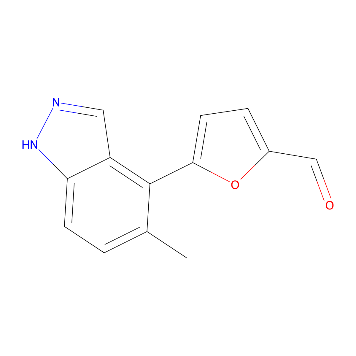 5-(5-methyl-1H-indazol-4-yl)furan-2-carbaldehyde molecular structure, CAS 2171923-06-9
