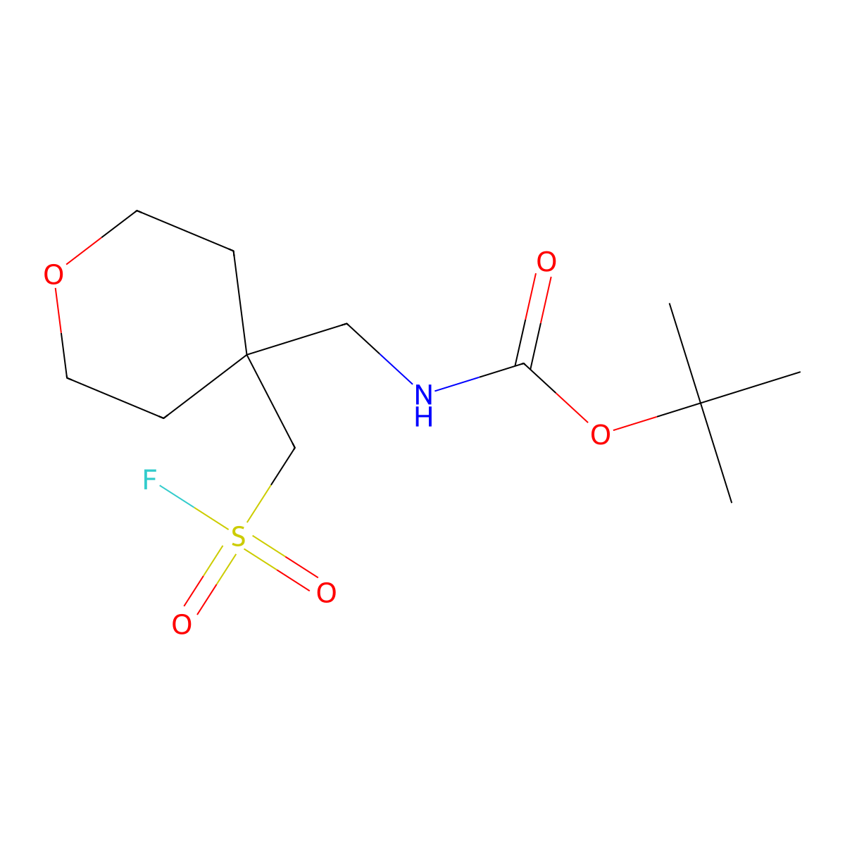 tert-butyl N-({4-[(fluorosulfonyl)methyl]oxan-4-yl}methyl)carbamate molecular structure, CAS 2171923-24-1