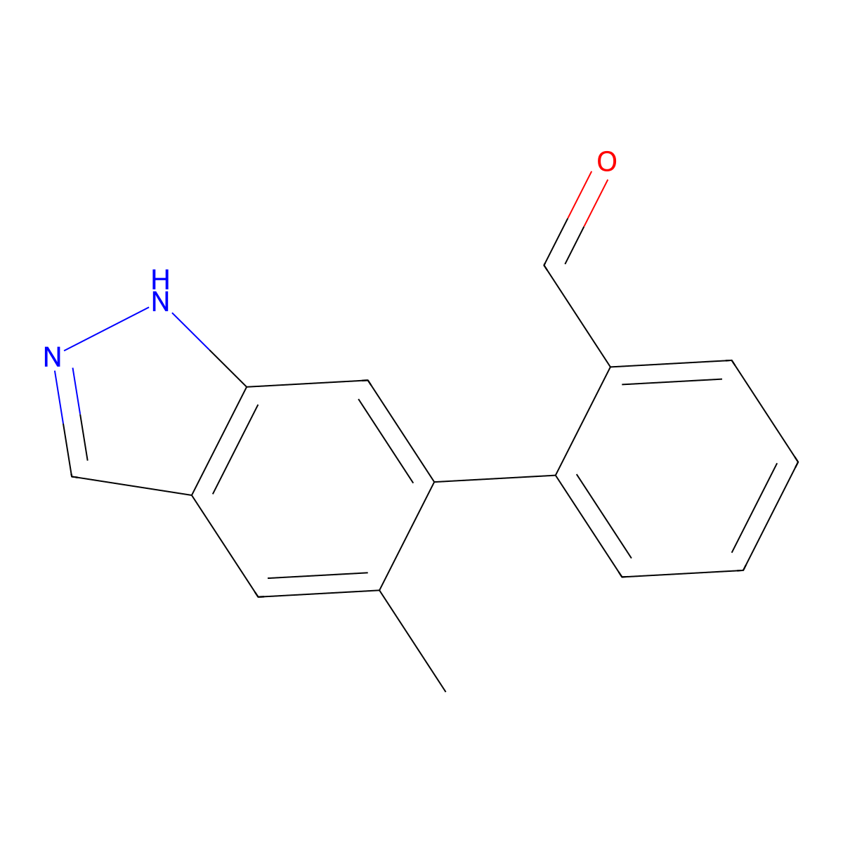 2-(5-methyl-1H-indazol-6-yl)benzaldehyde molecular structure, CAS 2171923-74-1