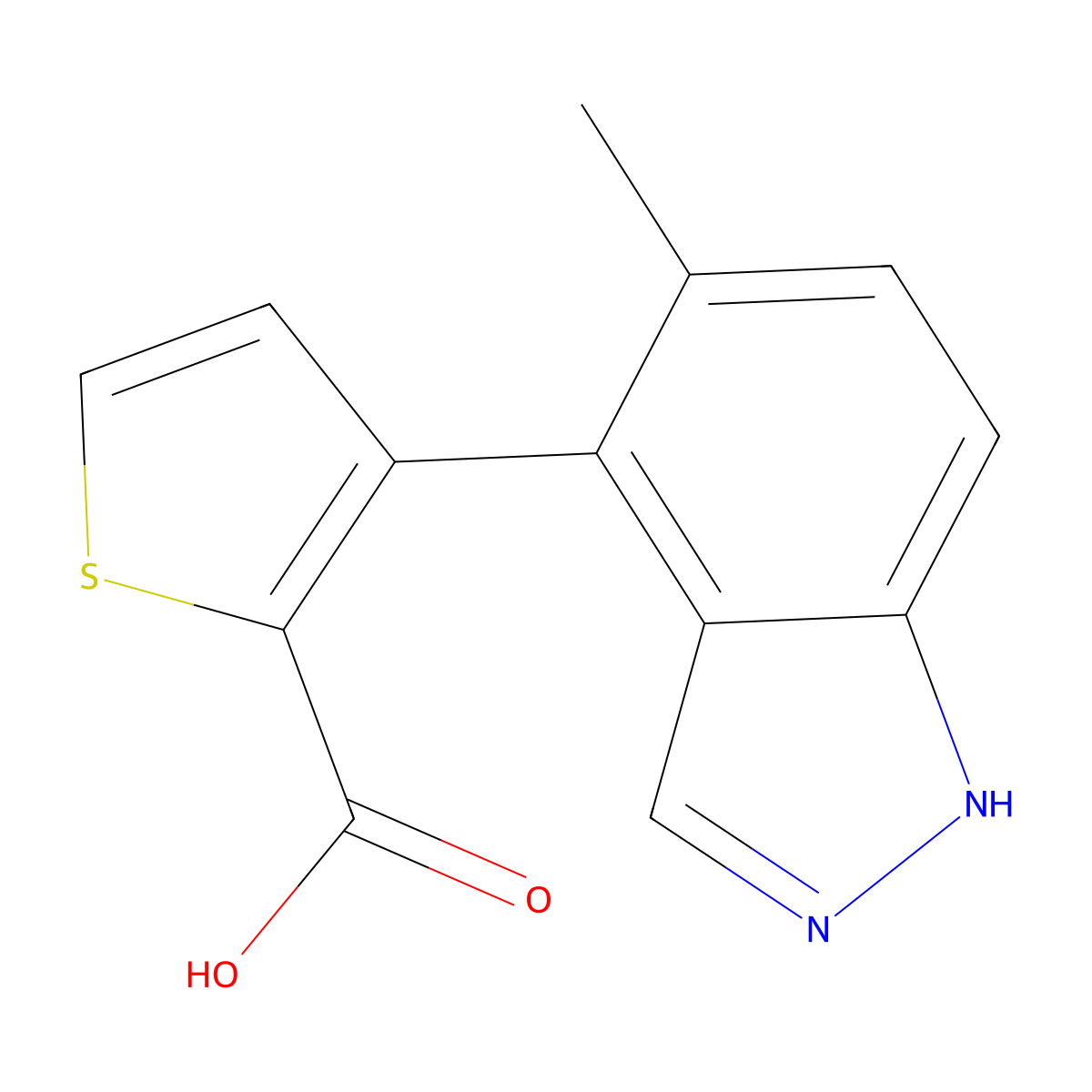 3-(5-methyl-1H-indazol-4-yl)thiophene-2-carboxylic acid molecular structure, CAS 2171924-66-4