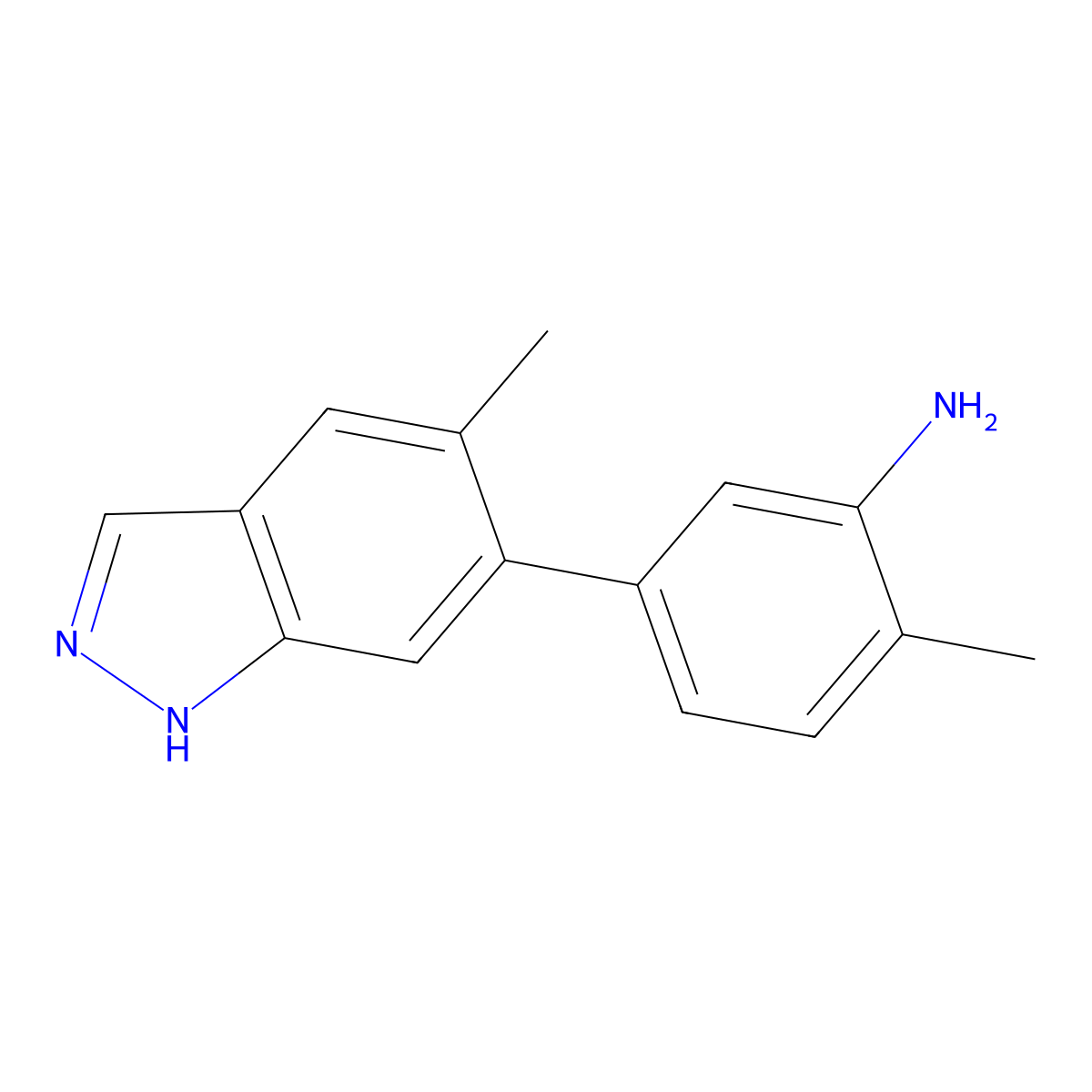 2-methyl-5-(5-methyl-1H-indazol-6-yl)aniline molecular structure, CAS 2171925-45-2