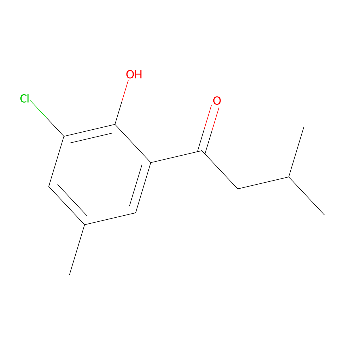 1-(3-Chloro-2-hydroxy-5-methylphenyl)-3-methylbutan-1-one molecular structure, CAS 2171925-61-2