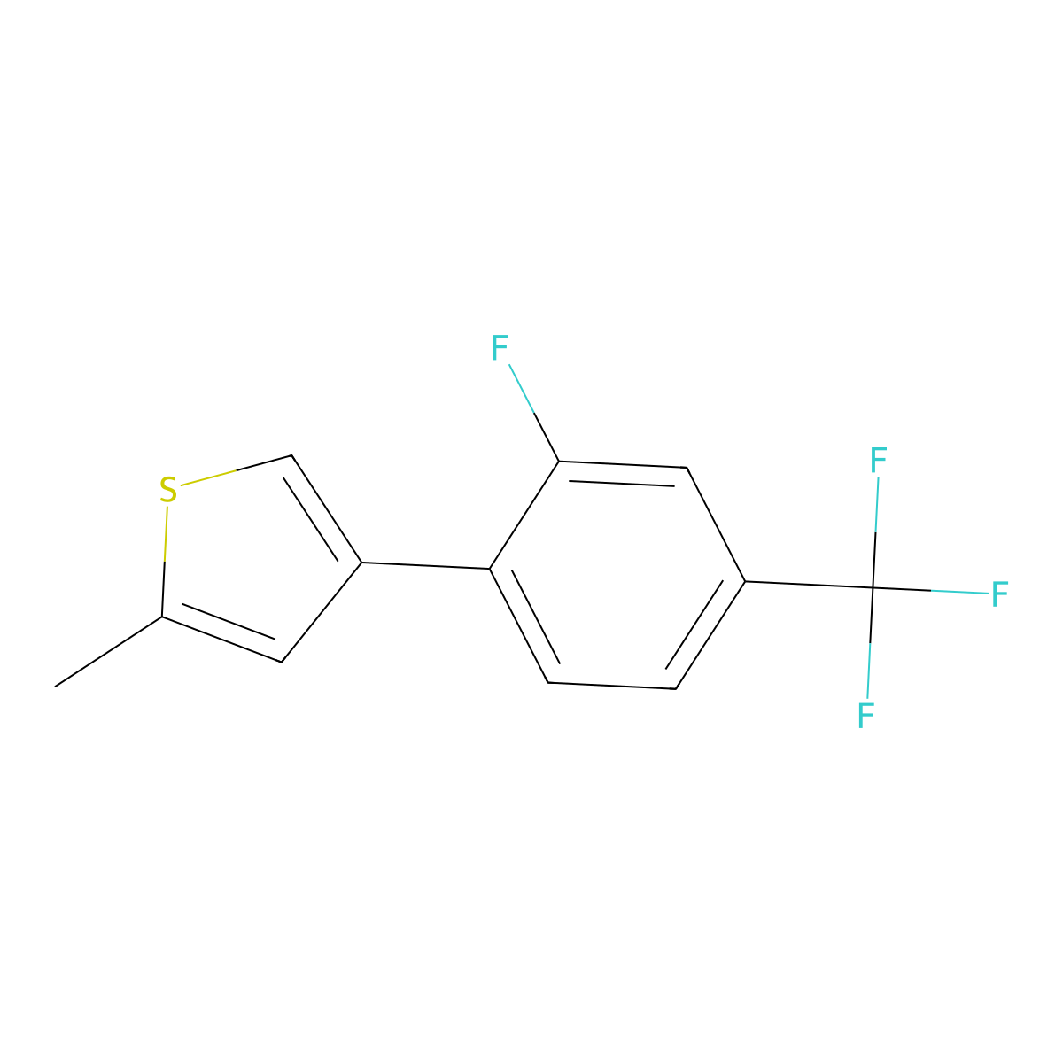 4-[2-Fluoro-4-(trifluoromethyl)phenyl]-2-methylthiophene molecular structure, CAS 2171926-46-6