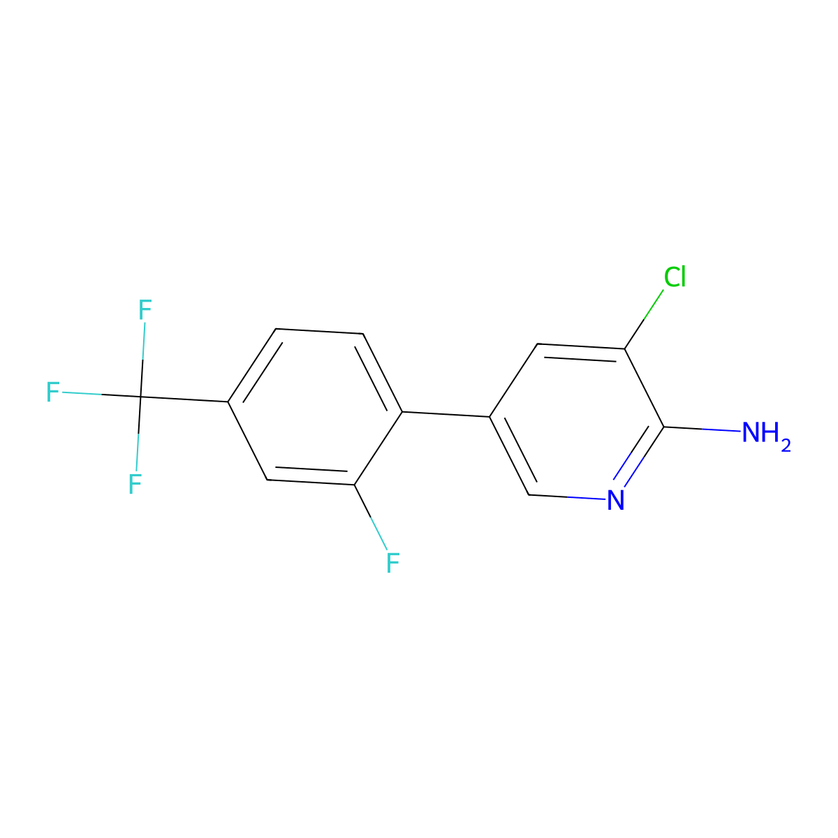 3-Chloro-5-[2-fluoro-4-(trifluoromethyl)phenyl]pyridin-2-amine molecular structure, CAS 2171932-15-1