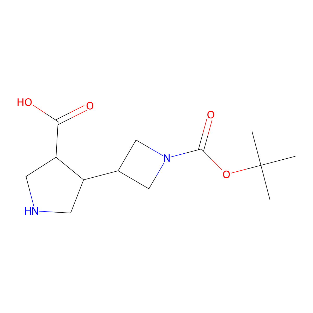 4-{1-[(Tert-butoxy)carbonyl]azetidin-3-yl}pyrrolidine-3-carboxylic acid molecular structure, CAS 2171939-60-7