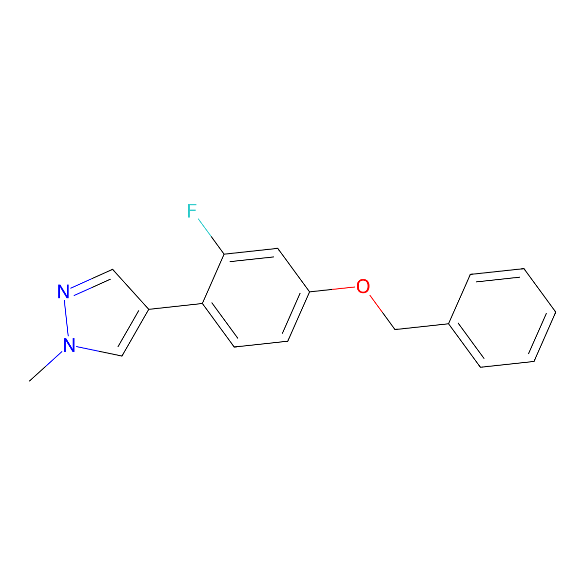 4-[4-(benzyloxy)-2-fluorophenyl]-1-methyl-1H-pyrazole molecular structure, CAS 2171940-11-5
