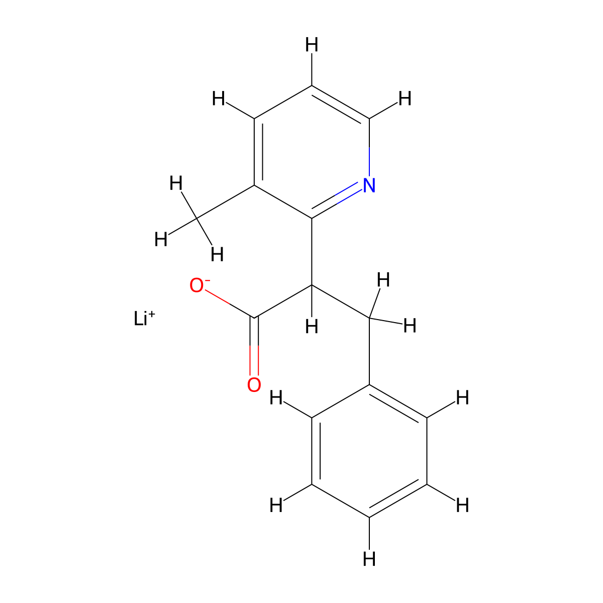 Lithium(1+) ion 2-(3-methylpyridin-2-yl)-3-phenylpropanoate molecular structure, CAS 2171942-03-1