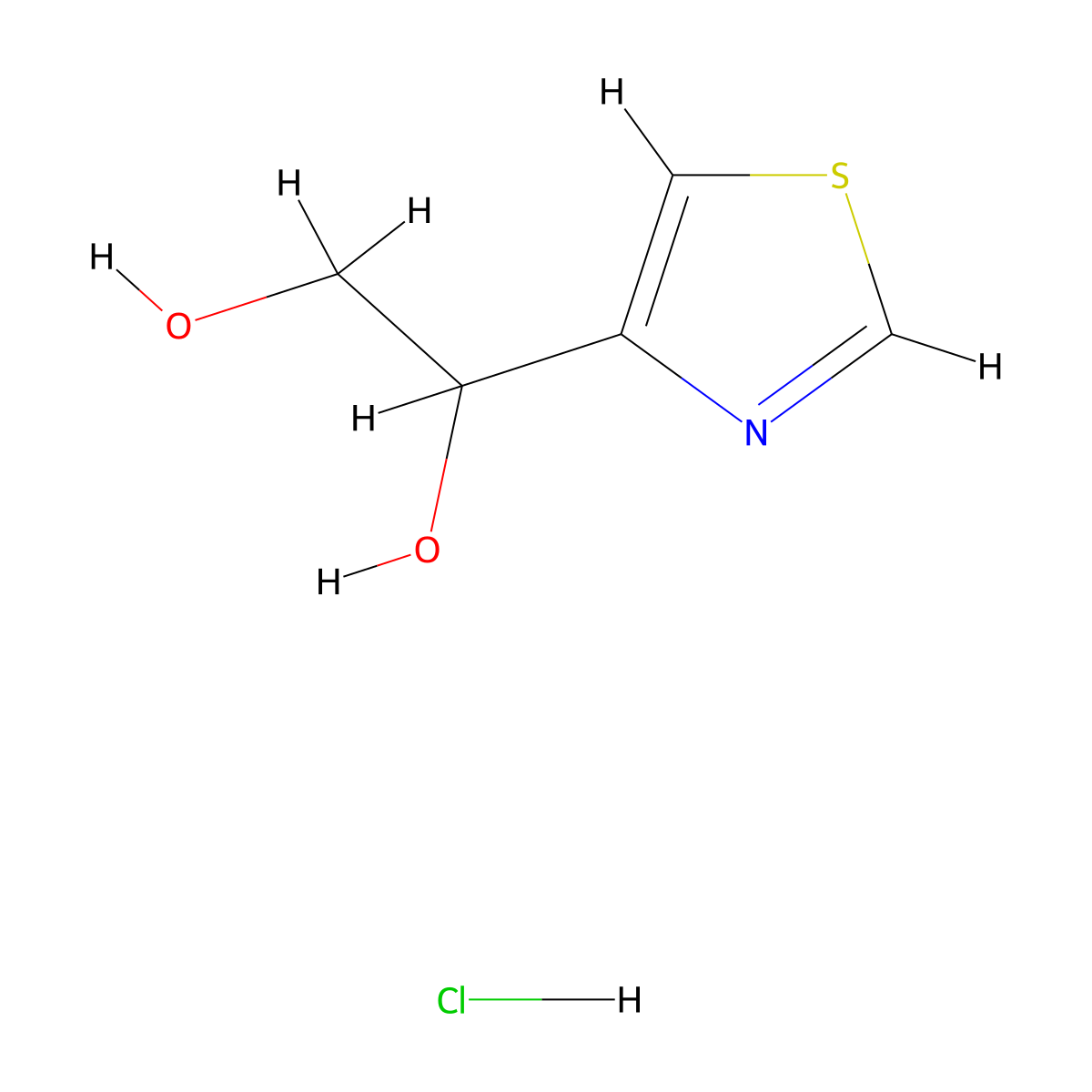 1-(1,3-Thiazol-4-yl)ethane-1,2-diol hydrochloride molecular structure, CAS 2171943-00-1