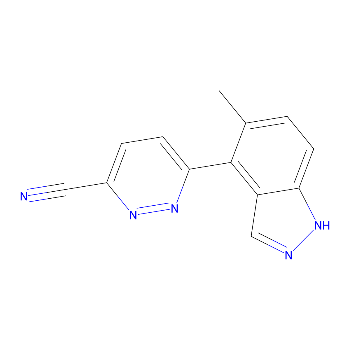 6-(5-methyl-1H-indazol-4-yl)pyridazine-3-carbonitrile molecular structure, CAS 2171943-71-6