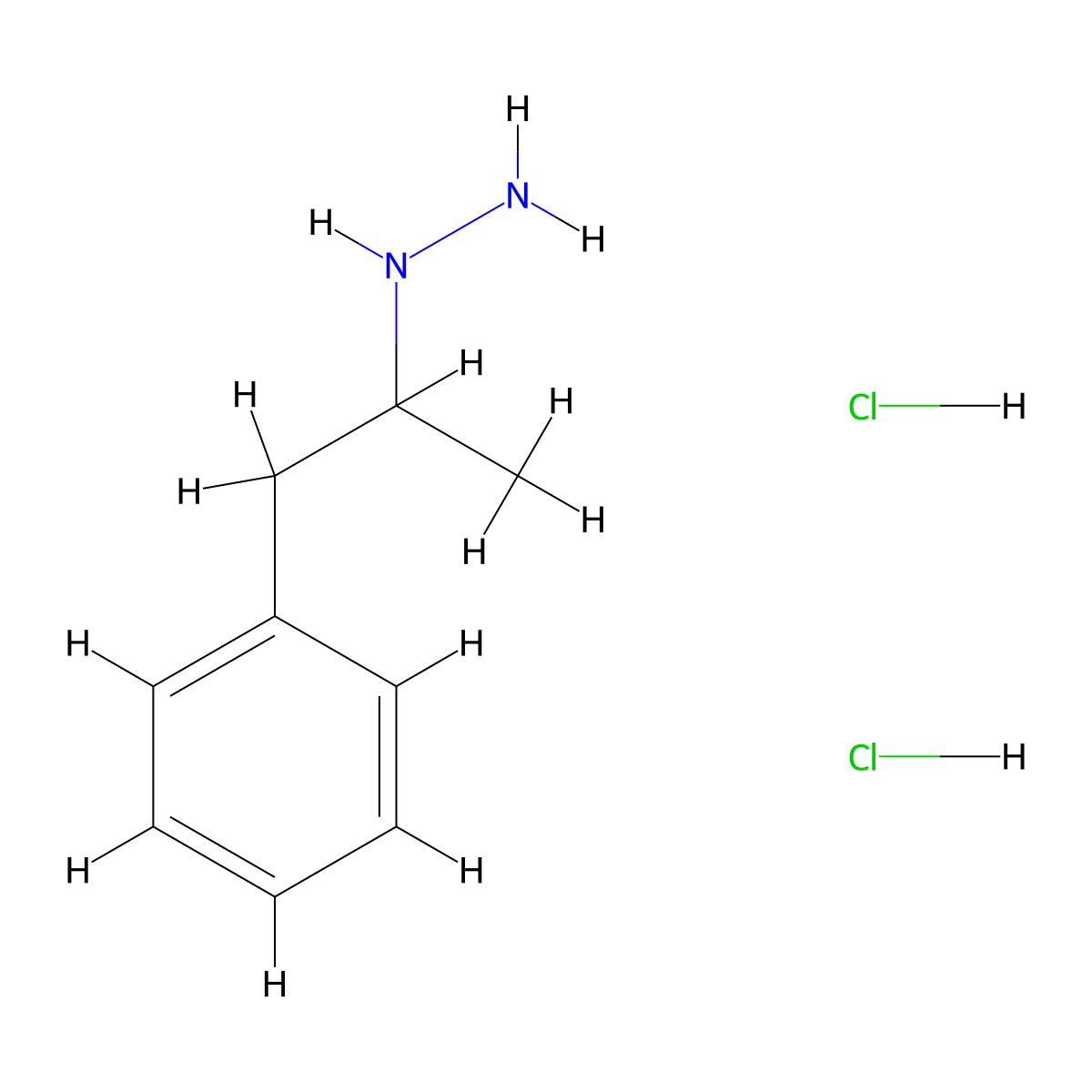 (1-Phenylpropan-2-yl)hydrazine dihydrochloride molecular structure, CAS 2171944-13-9