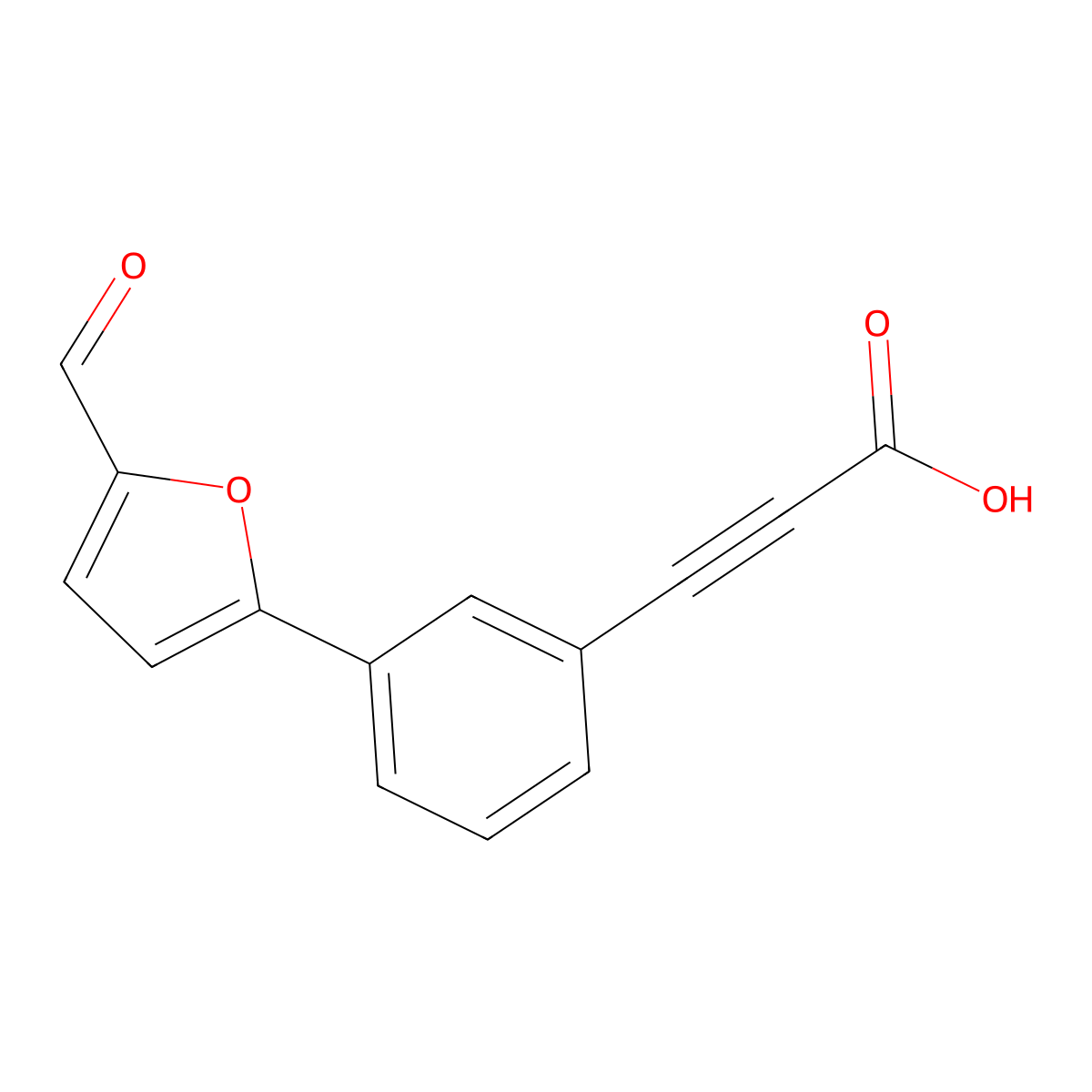 3-[3-(5-Formylfuran-2-yl)phenyl]prop-2-ynoic acid molecular structure, CAS 2171944-26-4
