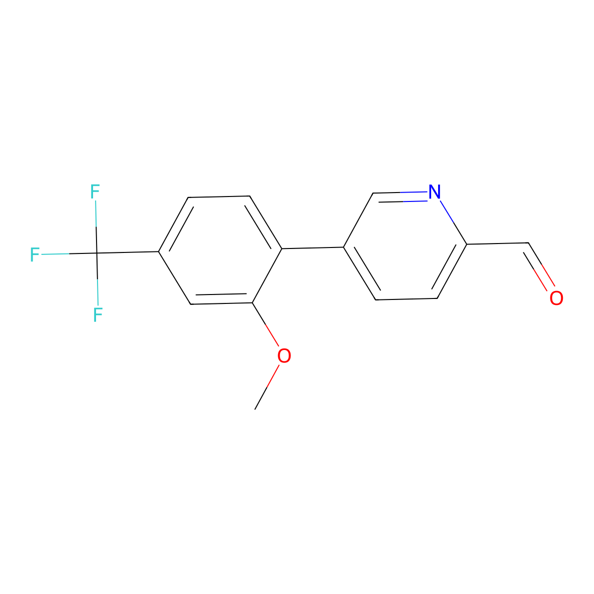 5-[2-Methoxy-4-(trifluoromethyl)phenyl]pyridine-2-carbaldehyde molecular structure, CAS 2171945-53-0