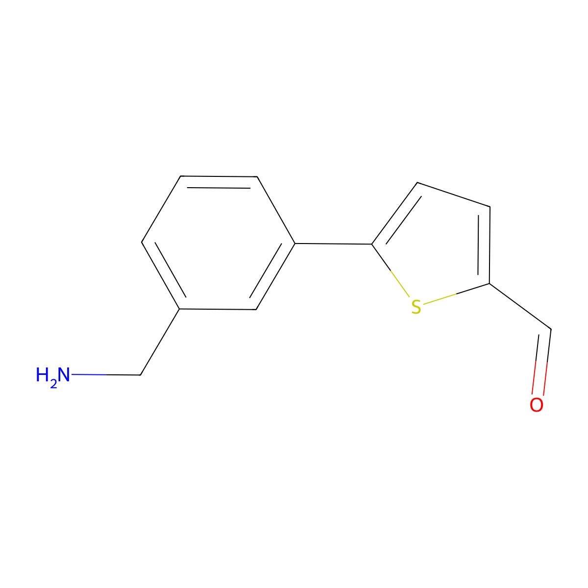 5-[3-(Aminomethyl)phenyl]thiophene-2-carbaldehyde molecular structure, CAS 2171946-93-1