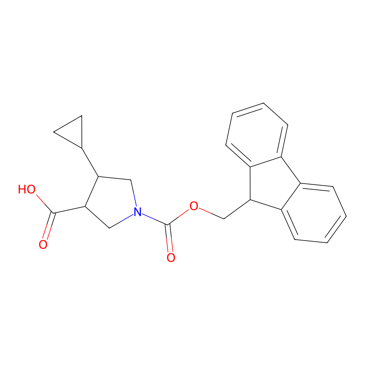 4-cyclopropyl-1-{[(9H-fluoren-9-yl)methoxy]carbonyl}pyrrolidine-3-carboxylic acid molecular structure, CAS 2171948-97-1
