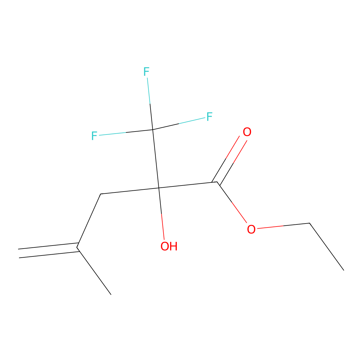 Ethyl 2-hydroxy-4-methyl-2-(trifluoromethyl)pent-4-enoate molecular structure, CAS 217195-91-0