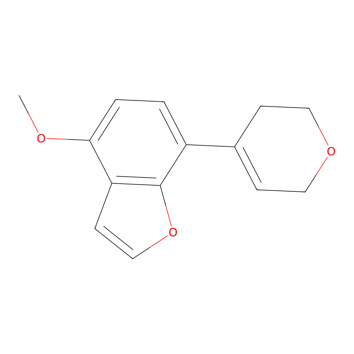 7-(3,6-dihydro-2H-pyran-4-yl)-4-methoxy-1-benzofuran molecular structure, CAS 2171952-24-0