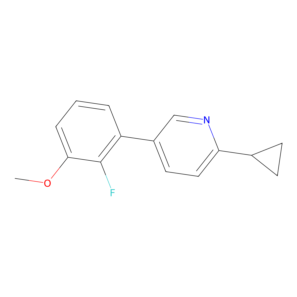 2-Cyclopropyl-5-(2-fluoro-3-methoxyphenyl)pyridine molecular structure, CAS 2171952-38-6