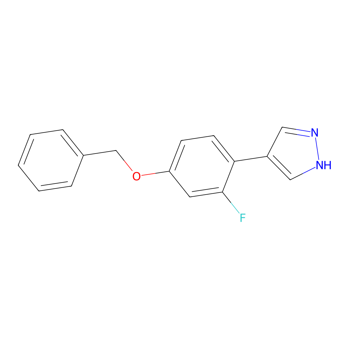 4-[4-(benzyloxy)-2-fluorophenyl]-1H-pyrazole molecular structure, CAS 2171957-17-6