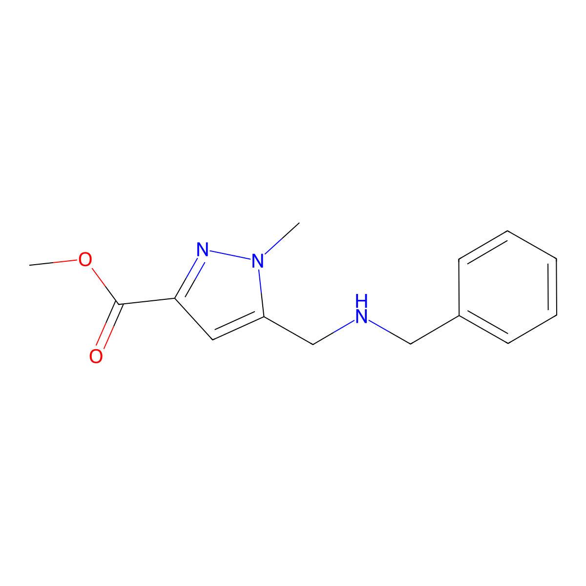methyl 5-[(benzylamino)methyl]-1-methyl-1H-pyrazole-3-carboxylate molecular structure, CAS 2171959-58-1