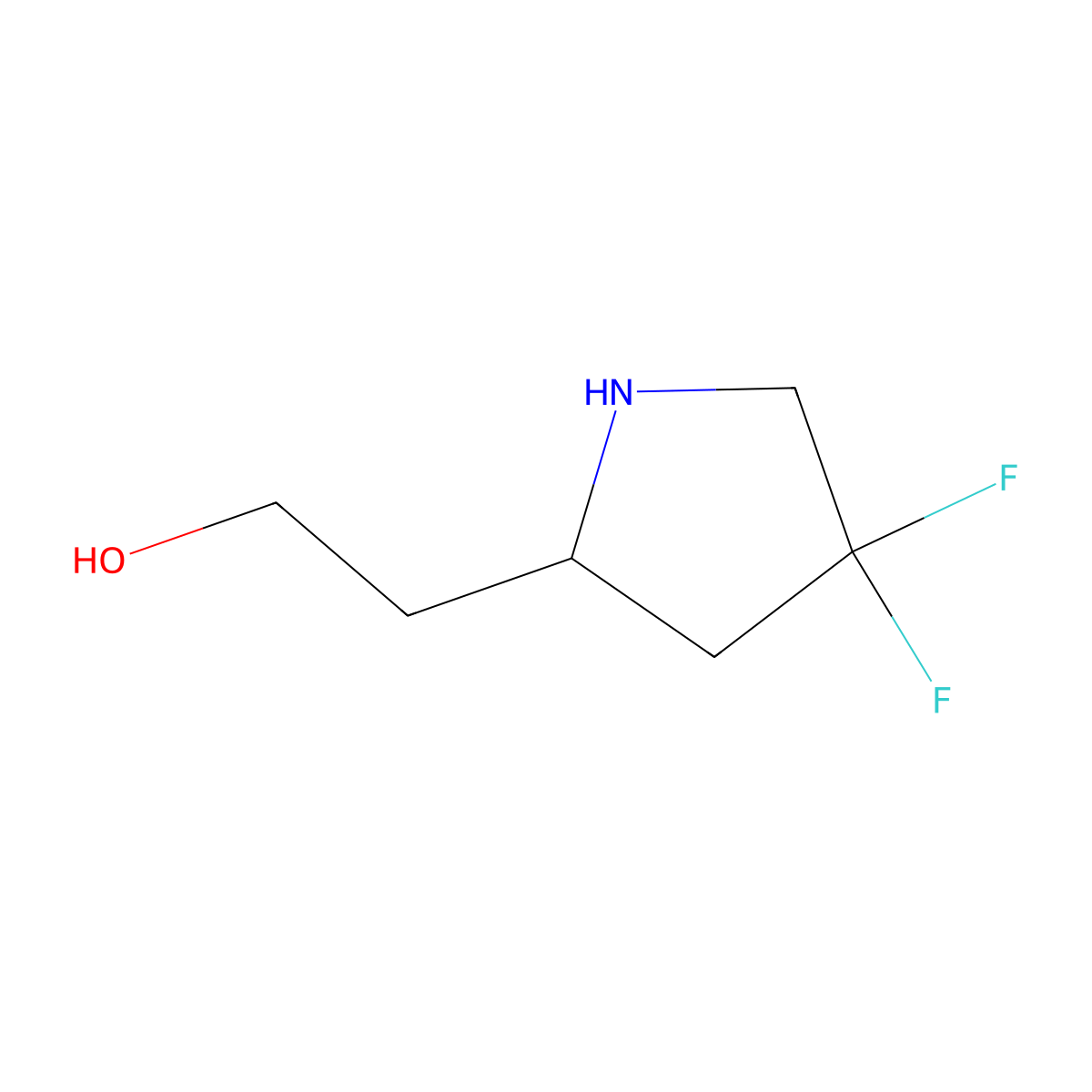 2-(4,4-Difluoropyrrolidin-2-yl)ethan-1-ol molecular structure, CAS 2171960-29-3