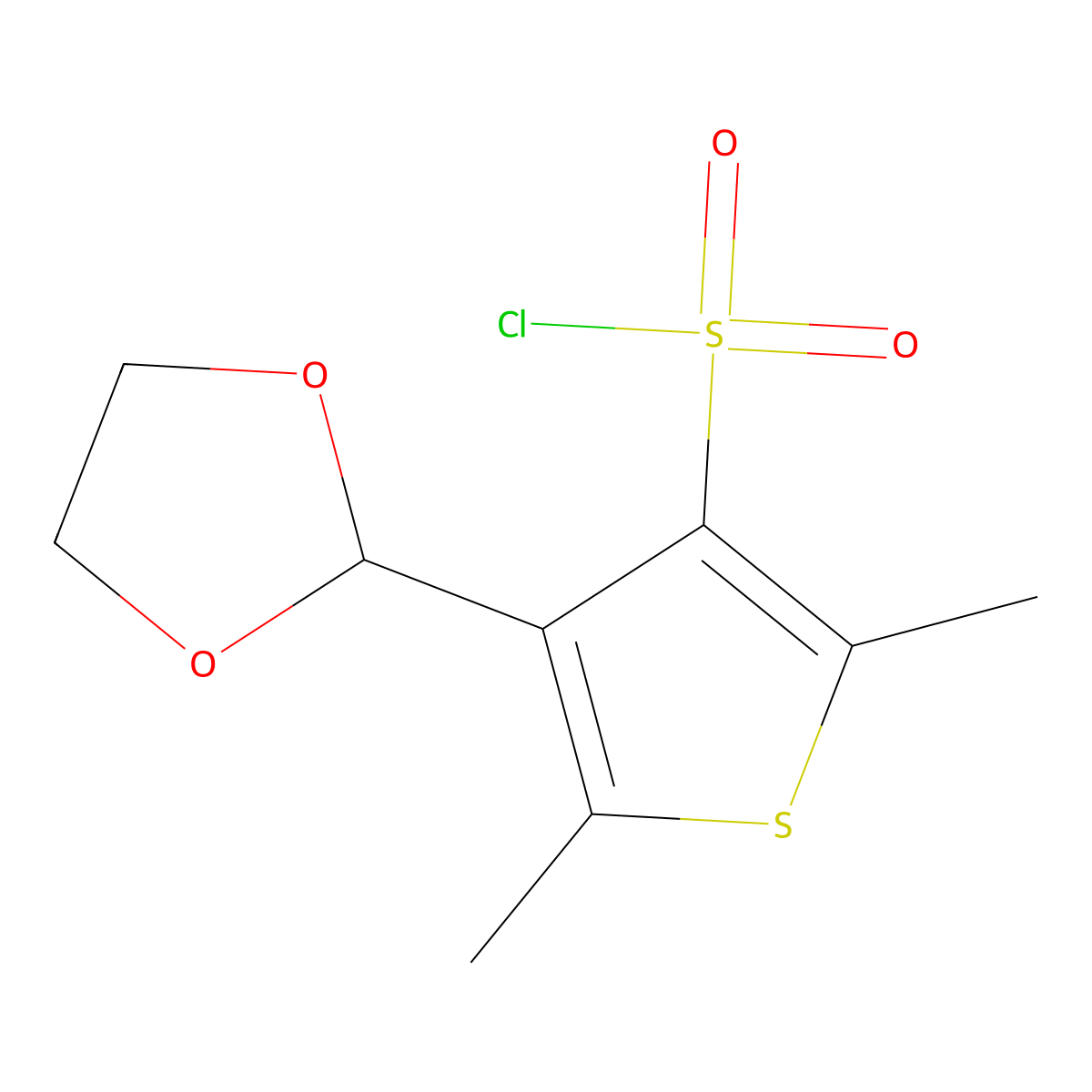 4-(1,3-Dioxolan-2-yl)-2,5-dimethylthiophene-3-sulfonyl chloride molecular structure, CAS 2171961-92-3