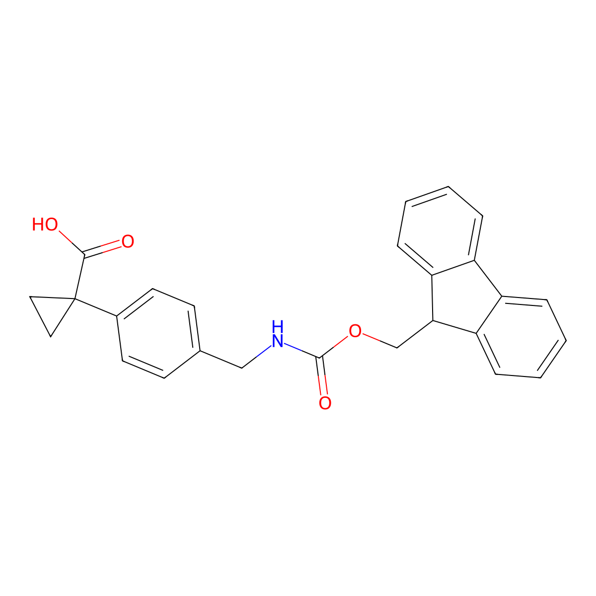1-[4-({[(9H-fluoren-9-ylmethoxy)carbonyl]amino}methyl)phenyl]cyclopropane-1-carboxylic acid molecular structure, CAS 2171962-97-1