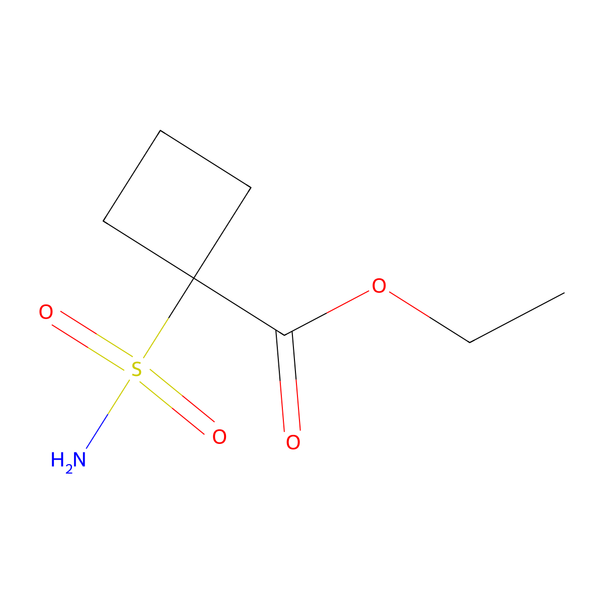 Ethyl 1-sulfamoylcyclobutane-1-carboxylate molecular structure, CAS 2171963-00-9