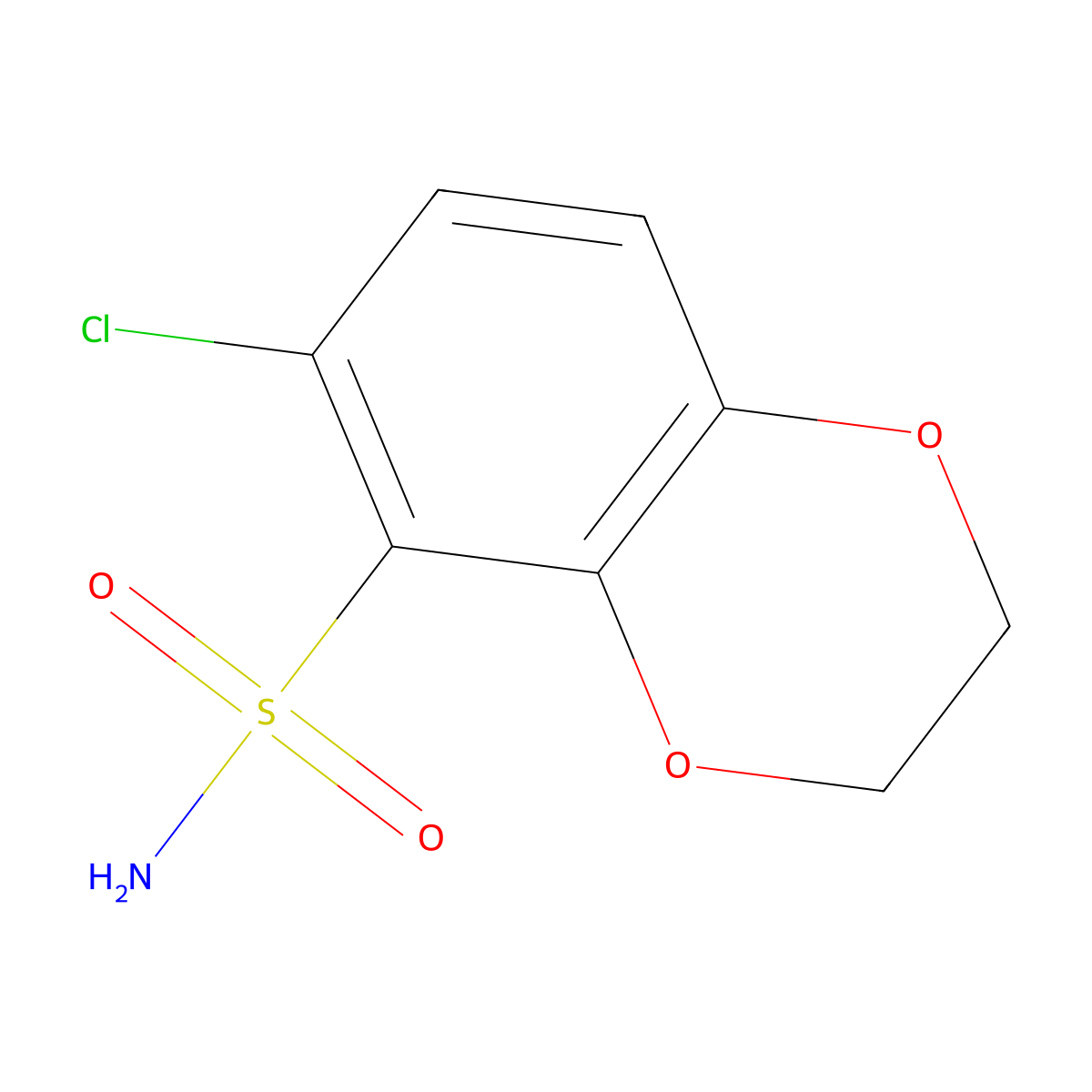 6-Chloro-2,3-dihydro-1,4-benzodioxine-5-sulfonamide molecular structure, CAS 2171963-13-4