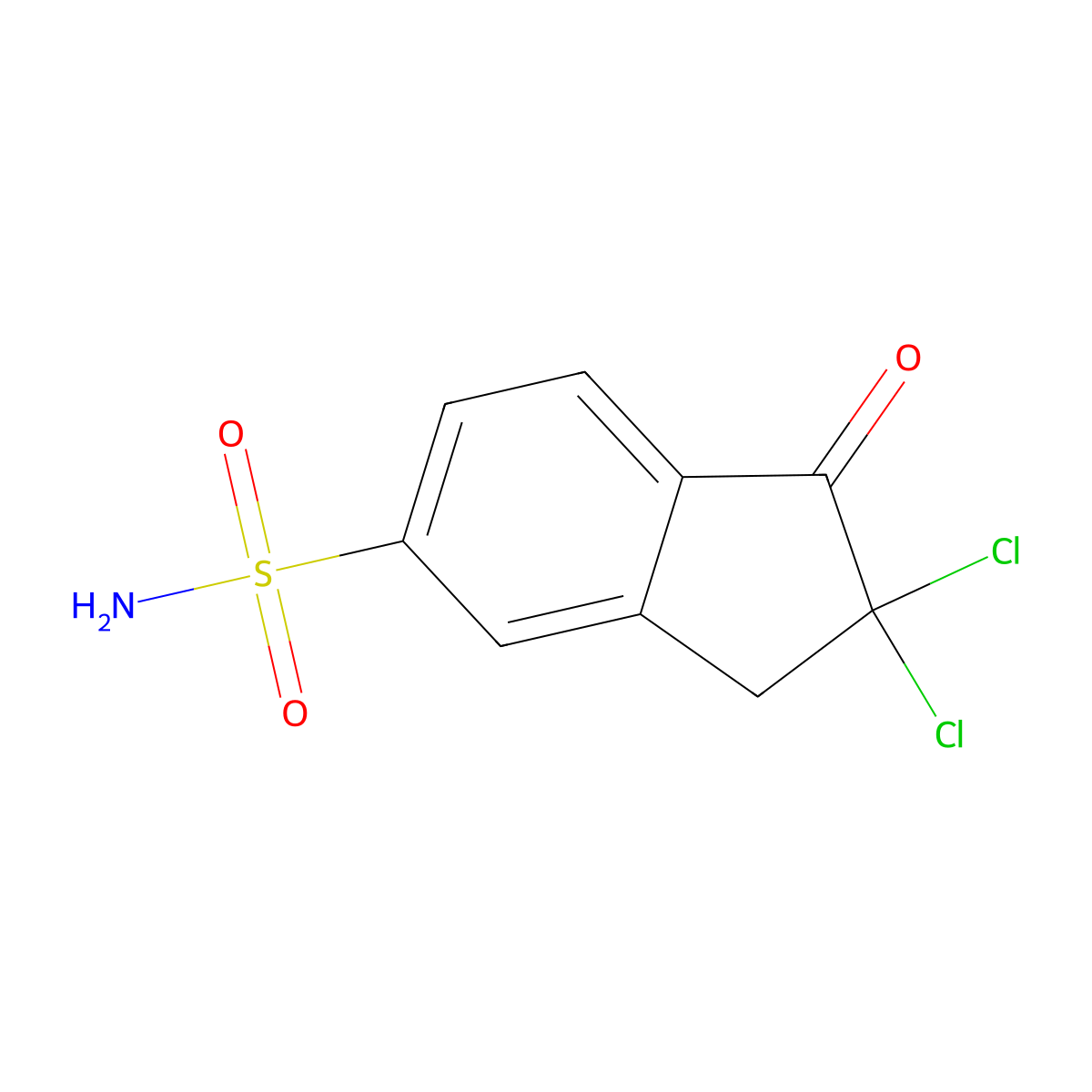 2,2-dichloro-1-oxo-2,3-dihydro-1H-indene-5-sulfonamide molecular structure, CAS 2171971-13-2