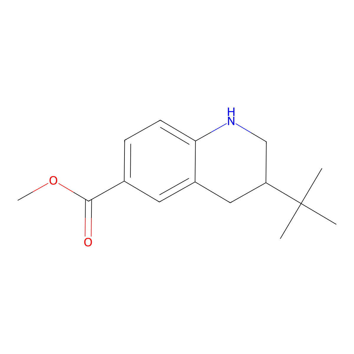 Methyl 3-tert-butyl-1,2,3,4-tetrahydroquinoline-6-carboxylate molecular structure, CAS 2171971-95-0