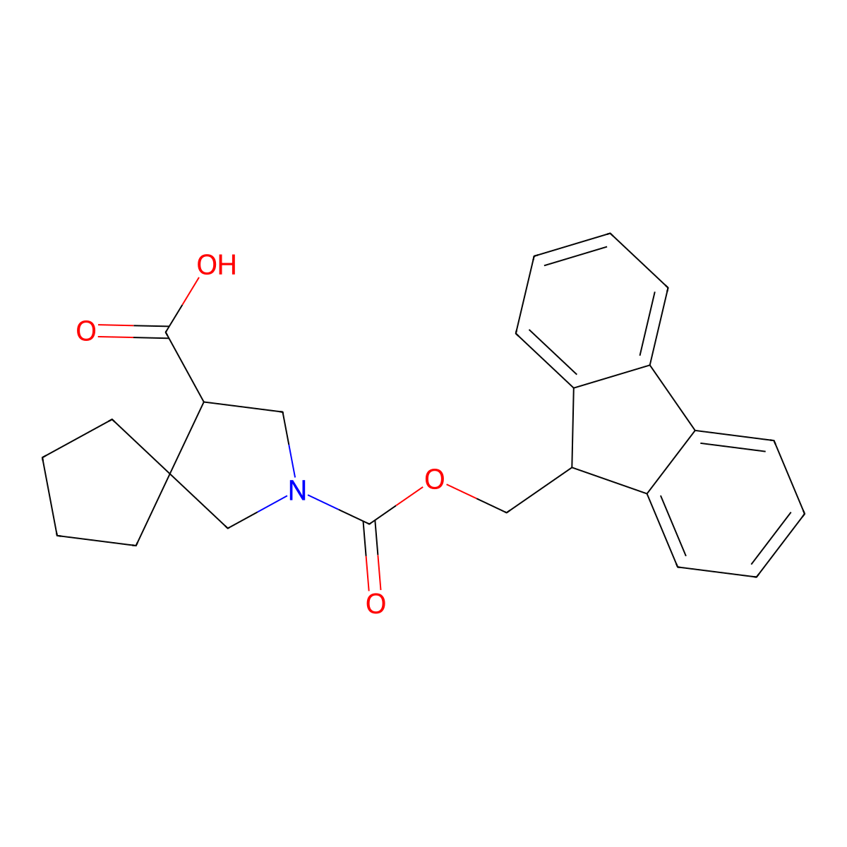 2-{[(9H-fluoren-9-yl)methoxy]carbonyl}-2-azaspiro[4.4]nonane-4-carboxylic acid molecular structure, CAS 2171973-33-2