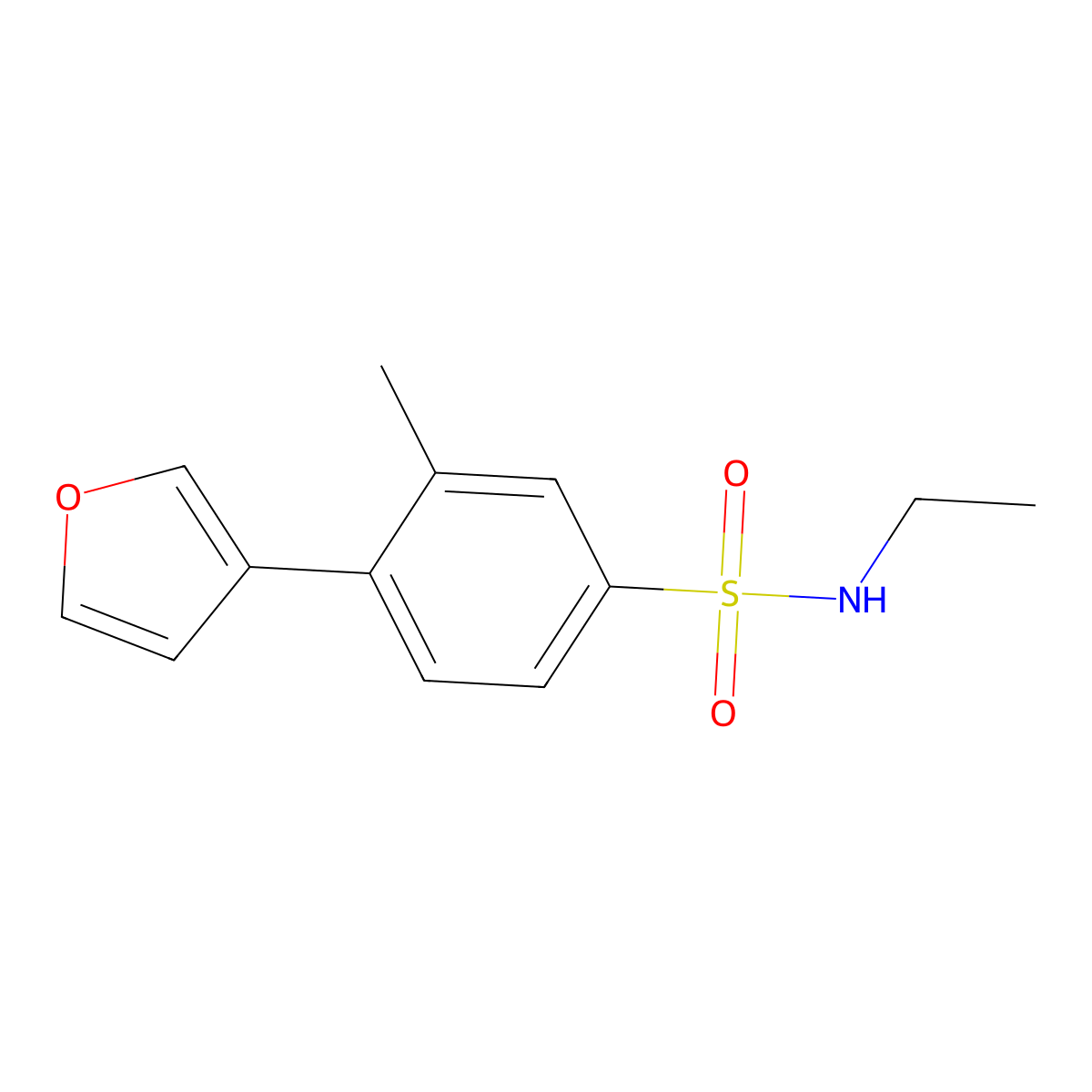 N-ethyl-4-(furan-3-yl)-3-methylbenzene-1-sulfonamide molecular structure, CAS 2171975-15-6