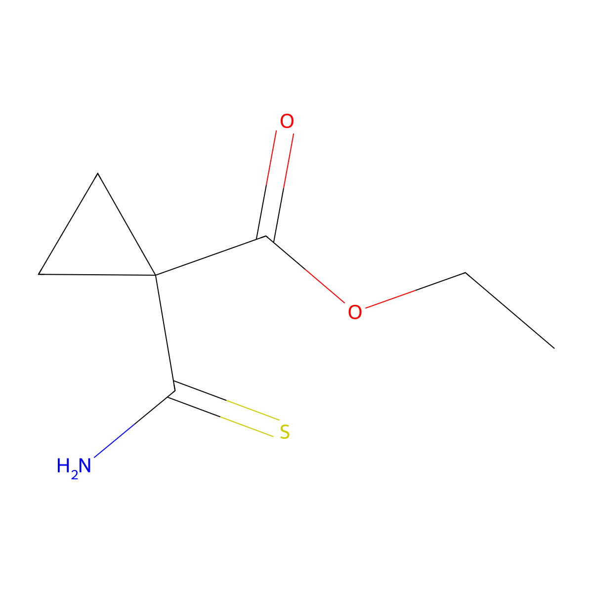 Ethyl 1-carbamothioylcyclopropane-1-carboxylate molecular structure, CAS 2171976-17-1