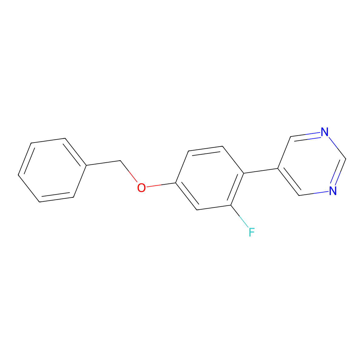 5-[4-(Benzyloxy)-2-fluorophenyl]pyrimidine molecular structure, CAS 2171976-74-0