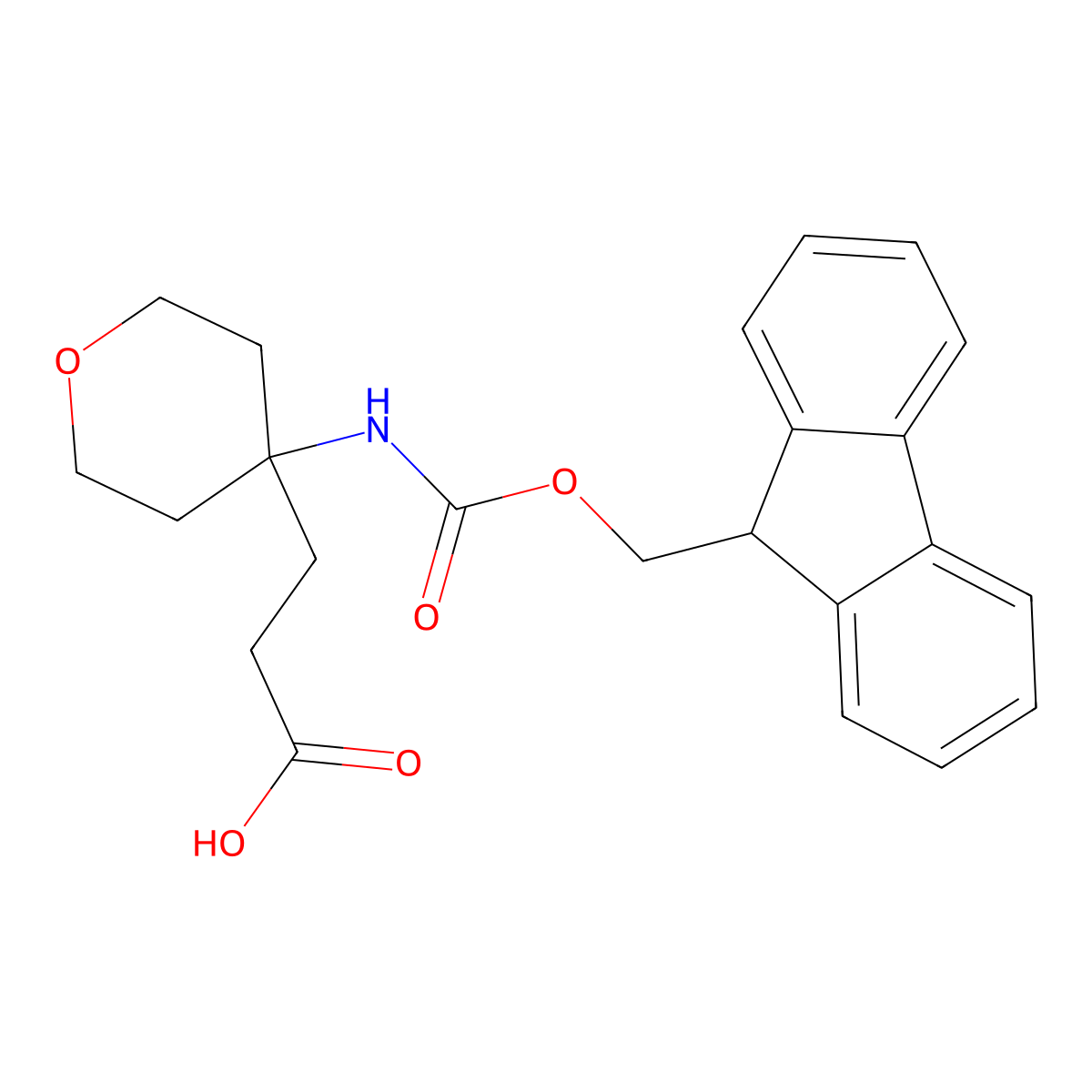 3-(4-{[(9H-fluoren-9-ylmethoxy)carbonyl]amino}oxan-4-yl)propanoic acid molecular structure, CAS 2171977-49-2